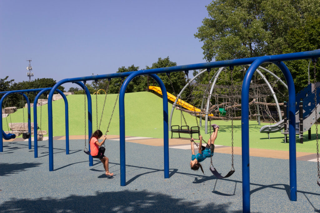 Children play at a playground in La Villita Park on Aug. 13. Credit: Aydali Campa/Borderless Magazine