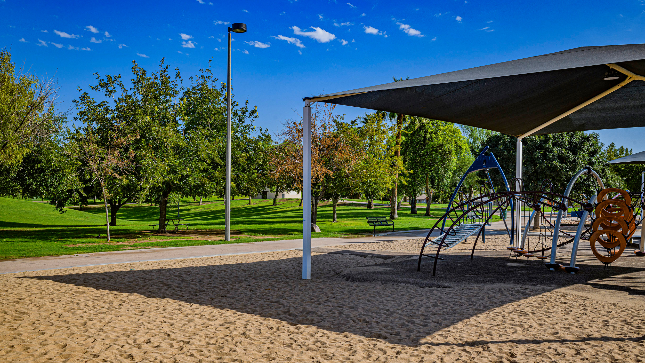A view of the playground at Kiwanis Park. Credit: Kevin Hurley/Inside Climate News