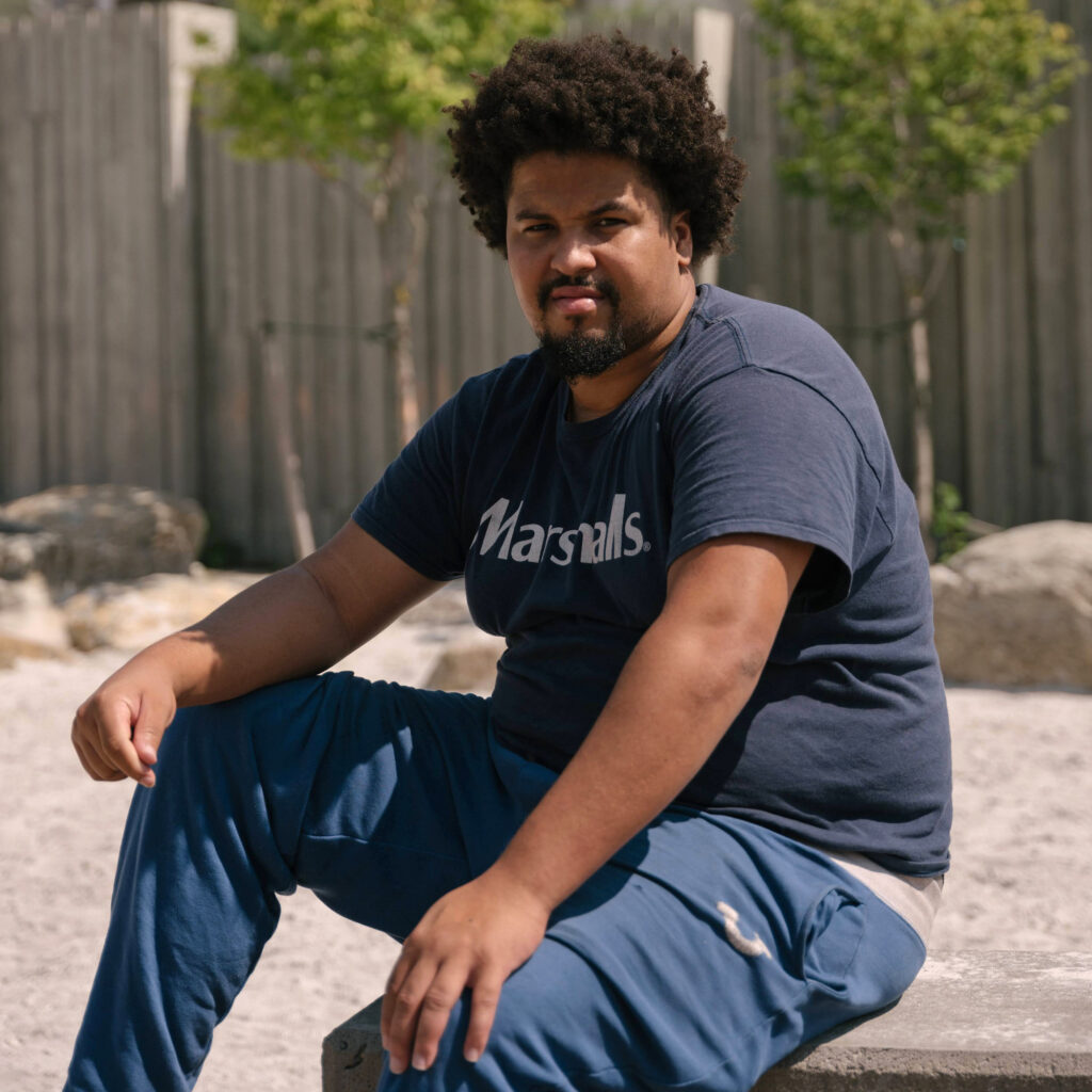 Tyrik Davis brought his children, Naylani and Tyrik Jr., to play at the park. “They need more like this, for sure, so the kids can get outside.” Credit: Caroline Gutman/Inside Climate News