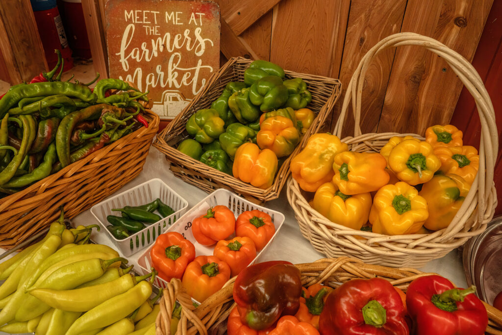 A variety of fresh peppers are for sale at Michael Katrutsa’s produce shop in rural Camden, Tennessee. A new report argues that growing more diverse crops like this could bolster local farmers in the delta. Credit: John Partipilo/Tennessee Lookout