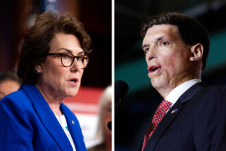 U.S. Sen. Jacky Rosen, a Democrat and Nevada’s junior senator, is challenged by Republican Sam Brown in the upcoming election. Credit: Bill Clark/CQ-Roll Call and Anna Moneymaker/Getty Images